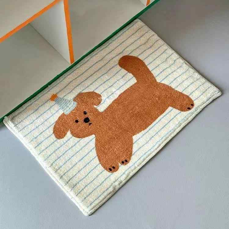 6帖用（261 cm×352 cm） - ペット柄 ラグ 猫 犬 模様 寝室 ベッドサイド 窓辺 クッション フットマット ソファ フロアマット ペットパッド 方形 ストライプ柄 手洗い可能 耐摩耗 防滑 毛足長 ふわふわ 触り心地 柔らかい 暖かみ 仿羊绒 素材 シンプル モダン スタイル 麻