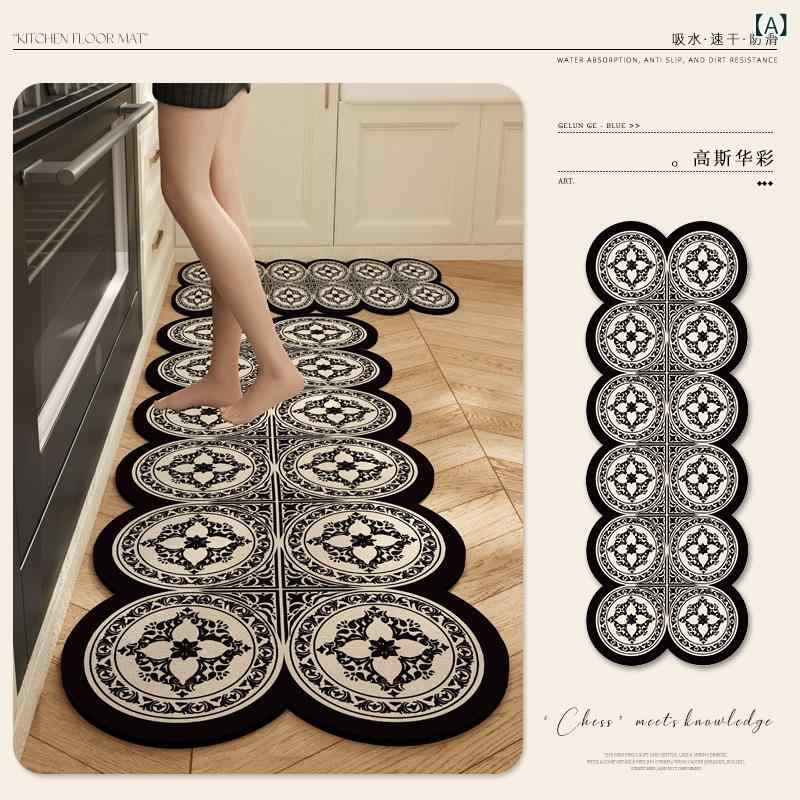 Kitchen Mats - 中古風 珪藻土 キッチンマット 浴室マット 防滑 吸水 耐汚れ 手洗い可能 長方形 異形状 幾何学模様 抽象画 植物花柄 カラフル 商用 キッチン 浴室用