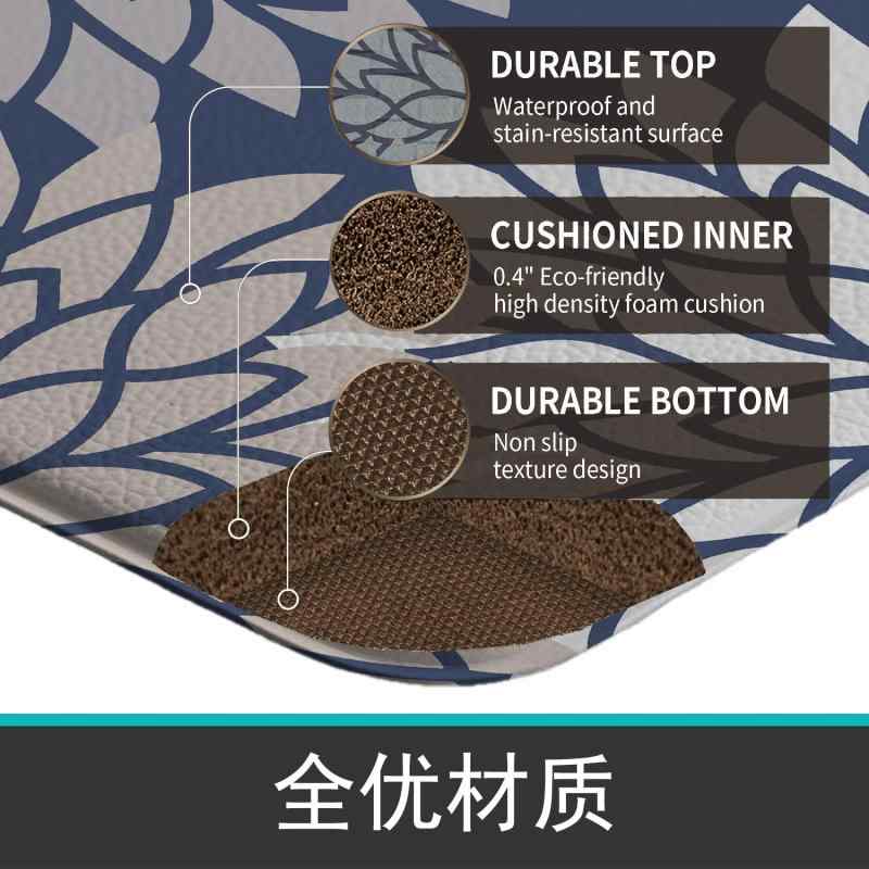 キッチンマット 花柄 植物柄 防水 防油 防滑 長方形 家用 玄関 入門マット 廊下 キッチン リビング ダイニング 寝室 バルコニー 商用 花団錦簇 カラフル 橘色 赤 灰色 青 緑 接触冷感 伸縮性 軽量 吸湿速乾 PVC素材 印花加工 方形 室内用