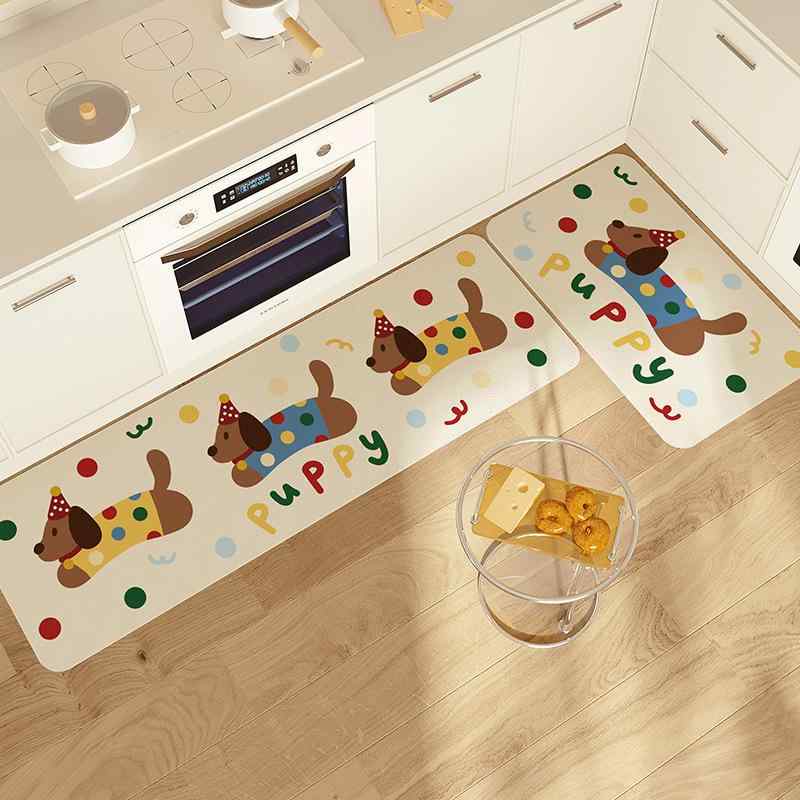 キッチン マット 吸水 吸油 耐汚 防滑 シリカ泥 素材 方形 プリント 加工 カートゥーン パターン 犬 柄 猫 柄 熊 柄 パンダ 柄 ポップ デザイン 手洗い 可能 浴室 用 40x60cm サイズ 45x70cm サイズ 45x90cm サイズ
