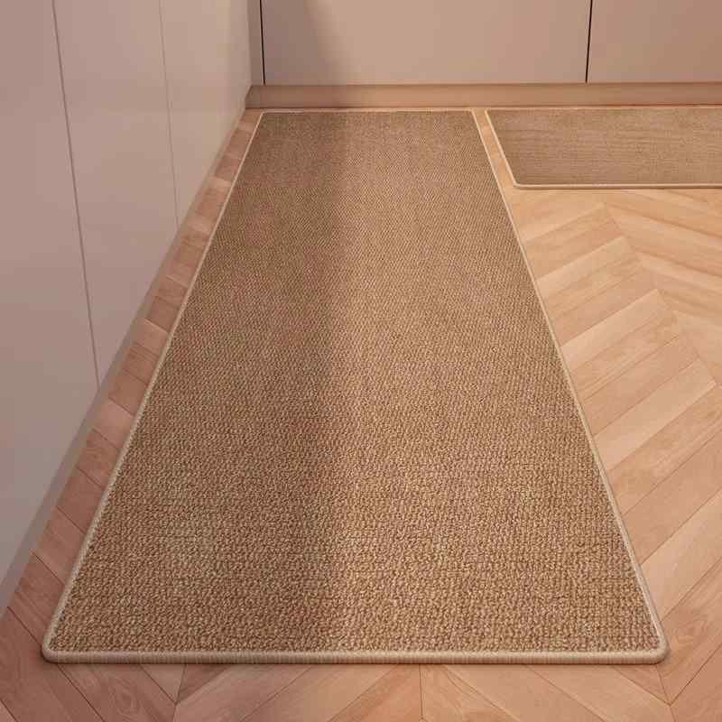 Kitchen Mats - キッチンマット 厨房用 防水 防滑 防油 吸水 吸油 耐汚れ 長方形 ポリエステル コットン調 ベージュ グレー 長条 フロアマット 家用 日常使い 機能性 軽量 洗濯簡単 通年