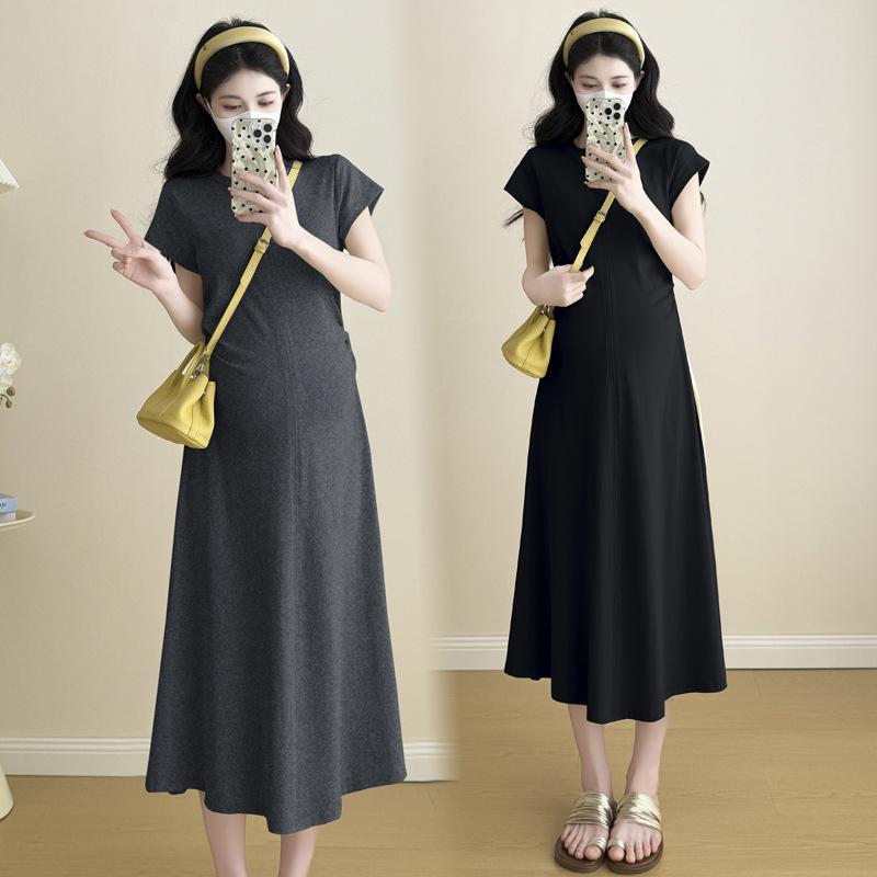 ワンピース レディース 妊婦服 マタニティウェア 半袖 ロング丈 Aライン ゆったり 体型カバー カジュアル 普段着 お出かけ 上品 無地 シンプル 春夏・カテゴリ: ワンピース・ネックライン: クルーネック・袖丈: 三分袖・素材: 綿70%-80%、ポリエステル30%以下・柄: 無地・スカート丈: ミディアム丈・カラー展開: 淡黄色, 深灰色, ブラック・サイズ展開: M, L, XL, 2XL・スタイル: きれいめ通勤・流行の要素: 立体装飾・袖の形状: 普通袖・スカートの形: Aラインスカート・加工: 形態安定加工