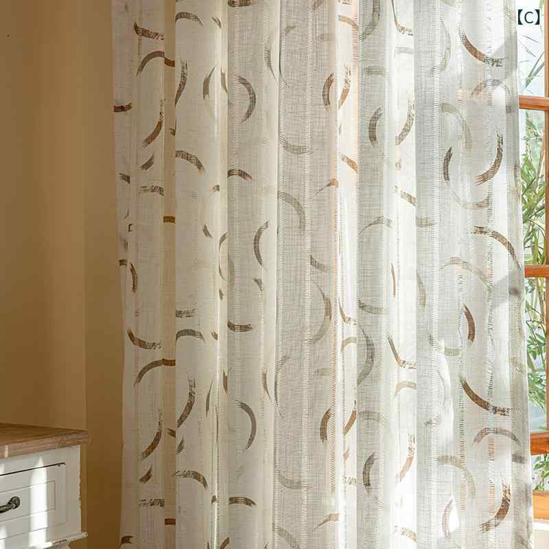 カーテン 法式 仿麻 半遮光 極光咖 極光藍 風尾花咖 風尾花灰 橄欖葉灰 橄欖葉咖 現代 軽量 通年 寝室 リビング ダイニング 高級感 商用 幅140cm 高さ160cm 180cm 200cm 220cm 240cm 260cm 300cm