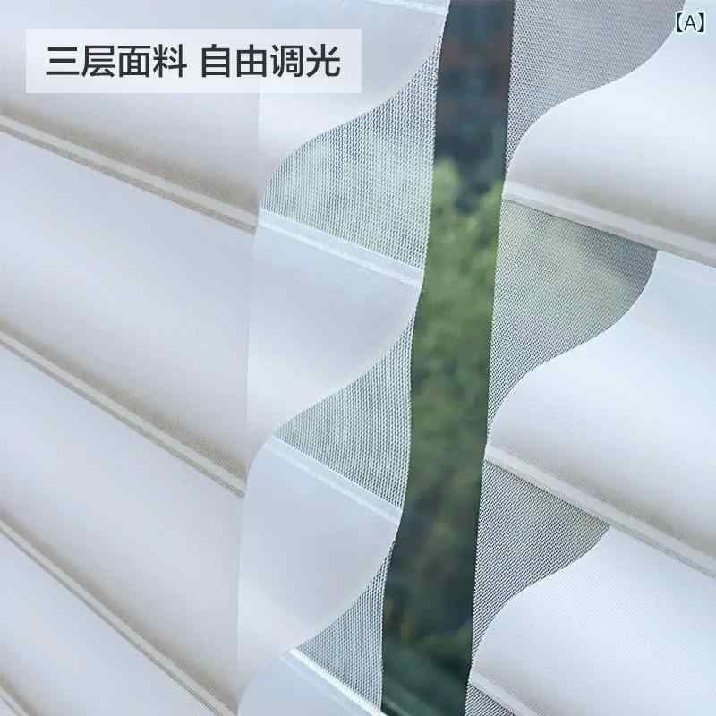 カーテン 電動香格里拉 巻き上げ式 遮光 防水 防眩 免打孔 遮陽 百葉 シンプル モダン リビング用 ベッドルーム用 オフィス用 キッチン用 麻 ポリエステル アイボリー 白 グレー ブラウン グリーン ブルー 軽量 耐油