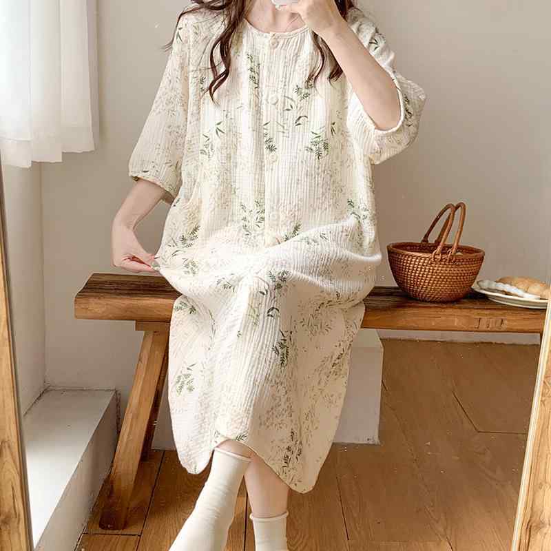 パジャマ レディース 妊婦 マタニティ 授乳服 ワンピース ルームウェア 産前 産後 純綿 ガーゼ 薄手 部屋着