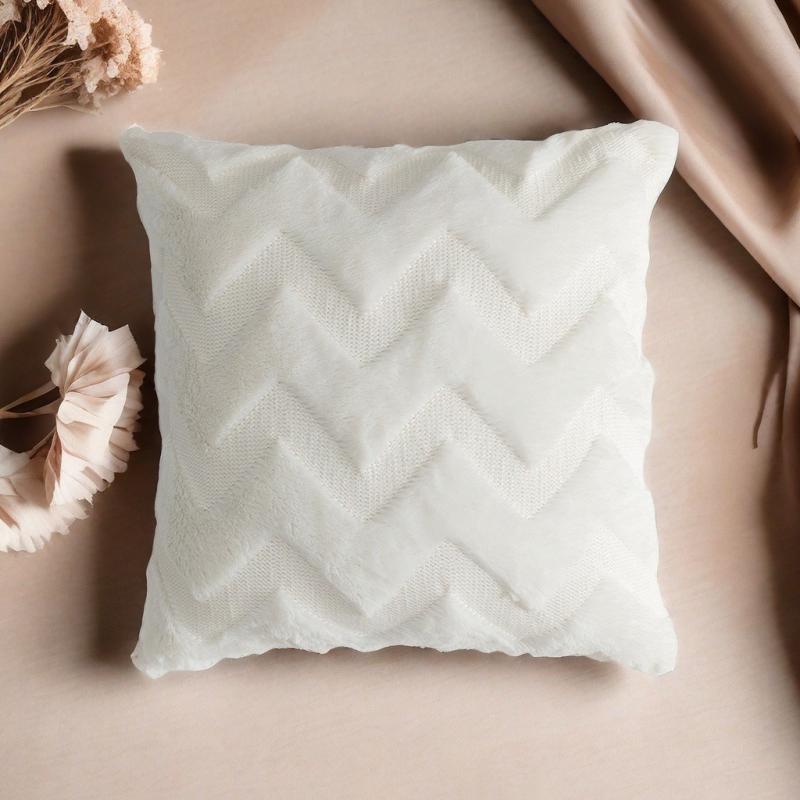 Pillows - 抱枕カバー 毛绒 刺绣 純色 現代 シンプル 幾何学 菱形 ピンク ホワイト ソファ クッション インテリア 柔らか リラックス 室内 装飾 コットン 詰め物 日常使い