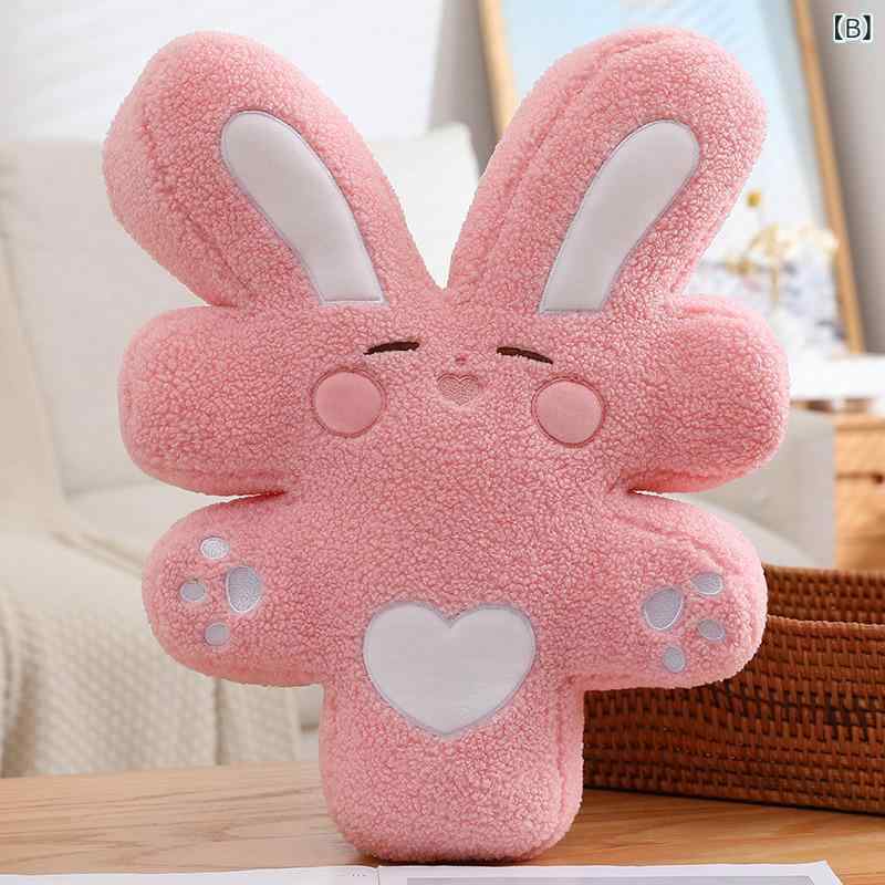 ぬいぐるみ 抱き枕 かわいい ウサギ 毛布 玩具 クッション ピロー インテリア 飾り 黄色 ピンク ホワイト カートゥーン スタイル 柔らかい 触感 PP コットン 填充 軽量 コンパクト サイズ 15cm 40cm 80cm ハンガー アクセサリー