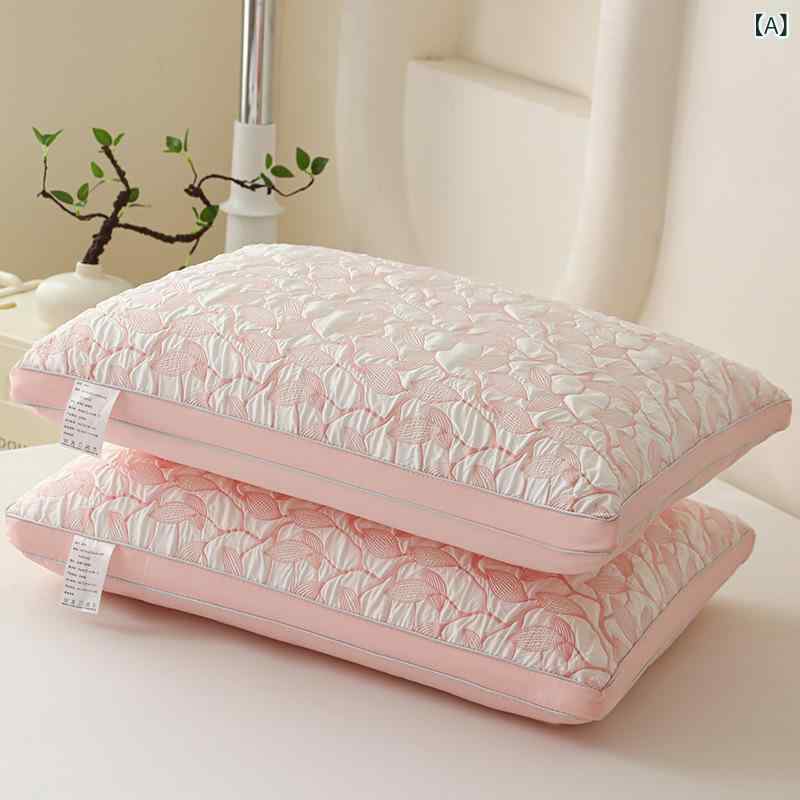 Muatsu Pillows - 枕芯 低反発 親肌 綿 柔らか 快適 枕 ピンク グレー 葉柄 ポリエステル ファイバー 詰め物 長方形 単人用 家用 寝室 インテリア 軽量 吸湿 速乾 伸縮性 通年使用 調整可能 高さ6-8cm 48x74cm シンプル スタイル かわいい デザイン