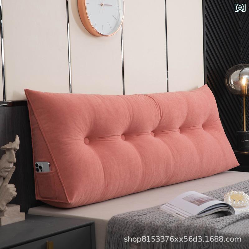 Muatsu Pillows - 三角クッション ベッドヘッド 腰当て 背もたれ 毛绒 接触冷感 雪ニール面料 韓国绒面料 灯芯绒面料 オレンジ グリーン ブルー イエロー グレー ホワイト ベージュ ピンク ブラウン パープル レッド ブラック 寝室用 長方形 ソフト 快適 リラックス