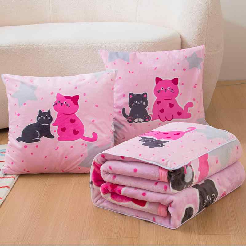 クッション 抱き枕 被子 二合 一 冬用 加厚 毛布 車載 折りたたみ 午睡 枕頭 背もたれ 枕 毛绒 カートゥーン アニメ パターン ポルカドット 猫 クリスタルベルベット 雲貂ベルベット かわいい 犬 ハート チェック グレー チェック カーキ スト