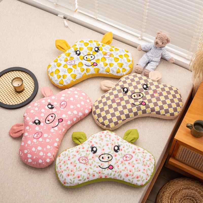 子供用枕芯 綿素材 荞麦殻充填 蝶形 刺繍デザイン かわいい動物柄 低反発 幼稚園 子供部屋 通学 軽量 通気性 接触冷感 ピンク グリーン カーキ イエロー 単人用