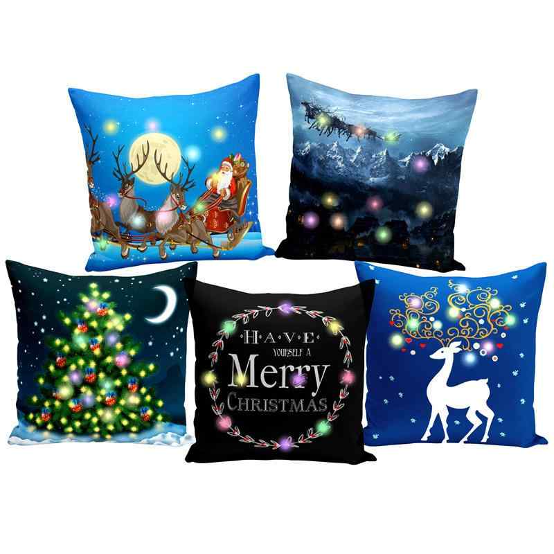 Muatsu Pillows - 抱枕 抱き枕 クリスマス かわいい 人物柄 カートゥーン 短毛 フランネル 柔らかい 暖かみ LEDライト カラフル 装飾 インテリア ギフト 45cm サイズ セット