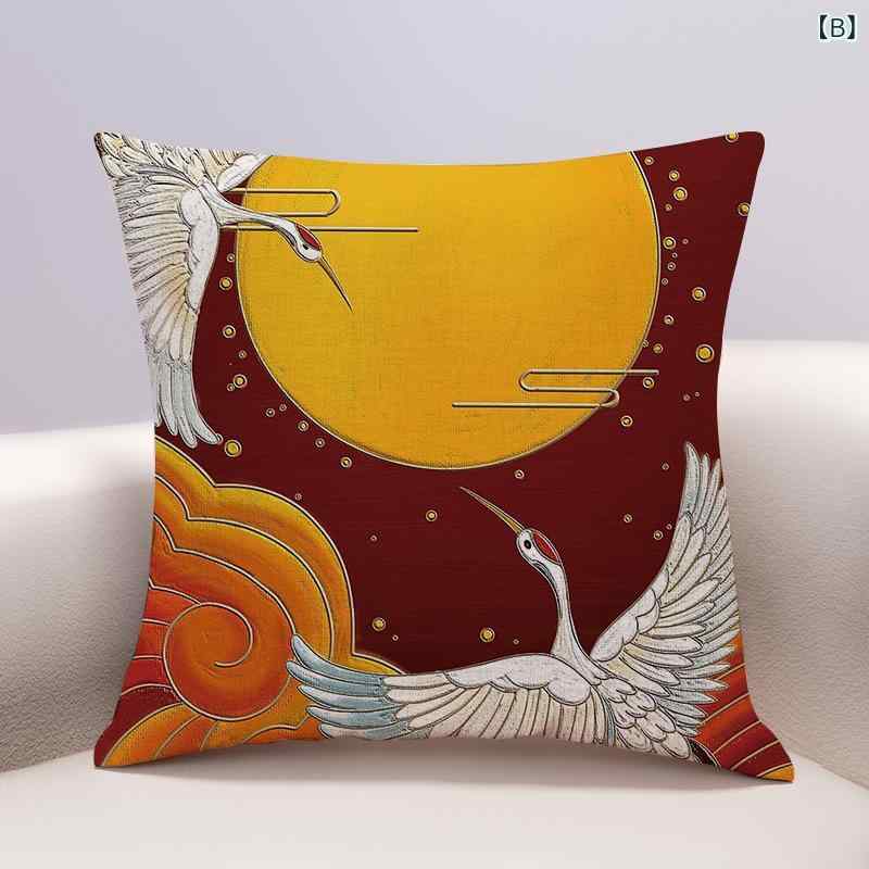 抱き枕カバー 仙鶴柄 毛绒素材 双面デザイン かわいいカートゥーン 居家用 ソファクッション 座布団カバー インテリア飾り ポリエステル充填 35cm 40cm 45cm 50cm サイズ対応