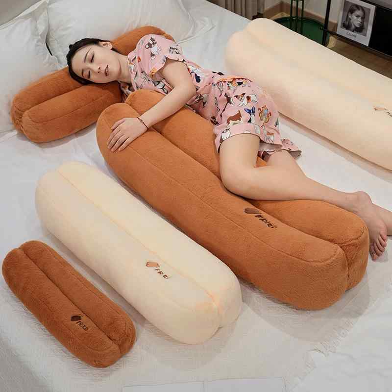 抱き枕 かわいい油条 長方形 クッション ふわふわ 毛绒 素材 深色 米色 選択 可能 ...