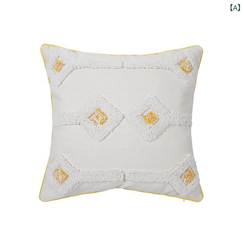 抱枕カバー クッションカバー 白色 コットンリネン ボヘミアン シンプル インテリア 腰枕 ソファ背もたれ 45x45cm 30x50cm 柔らか PPコットン充填 かわいい 軽量 吸湿速乾 通年使い 寝室 リビング