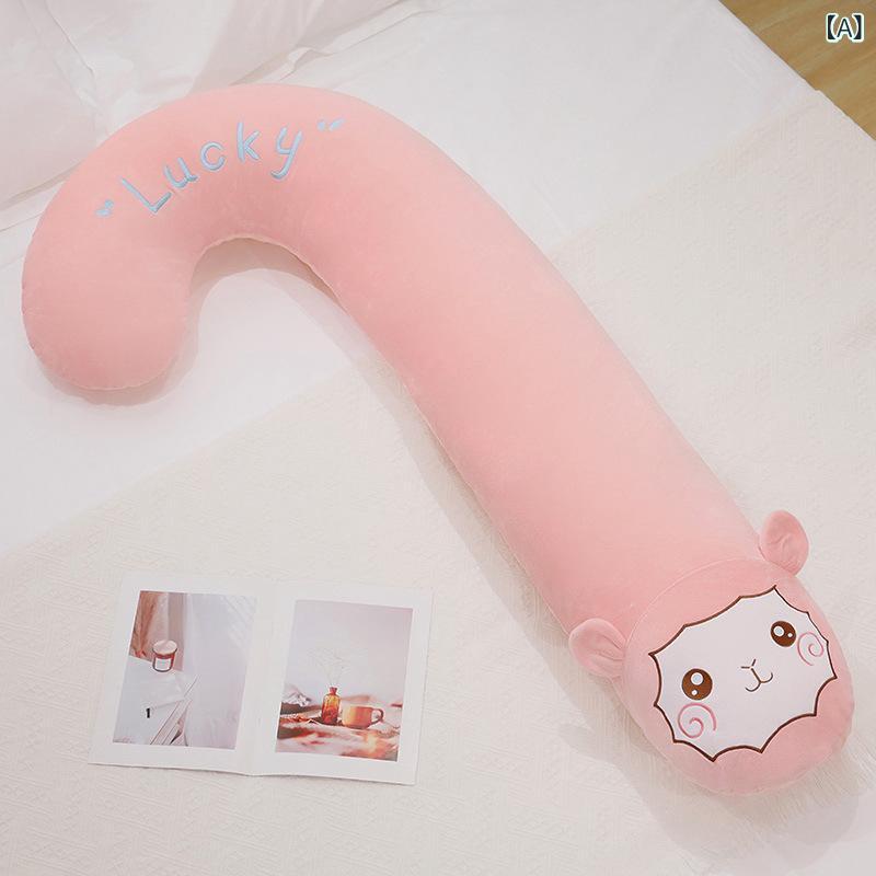 抱枕 かわいい動物柄 毛绒抱き枕 J型 ベッド用 長型 クッション 間腿枕 頭枕 寝室 インテリア 柔らか PP綿 填充 刺繍 プリント カートゥーン スタイル 90cm 110cm 140cm 羊 パンダ ハスキー 猫 ペンギン 恐龍 デザイン 萌え