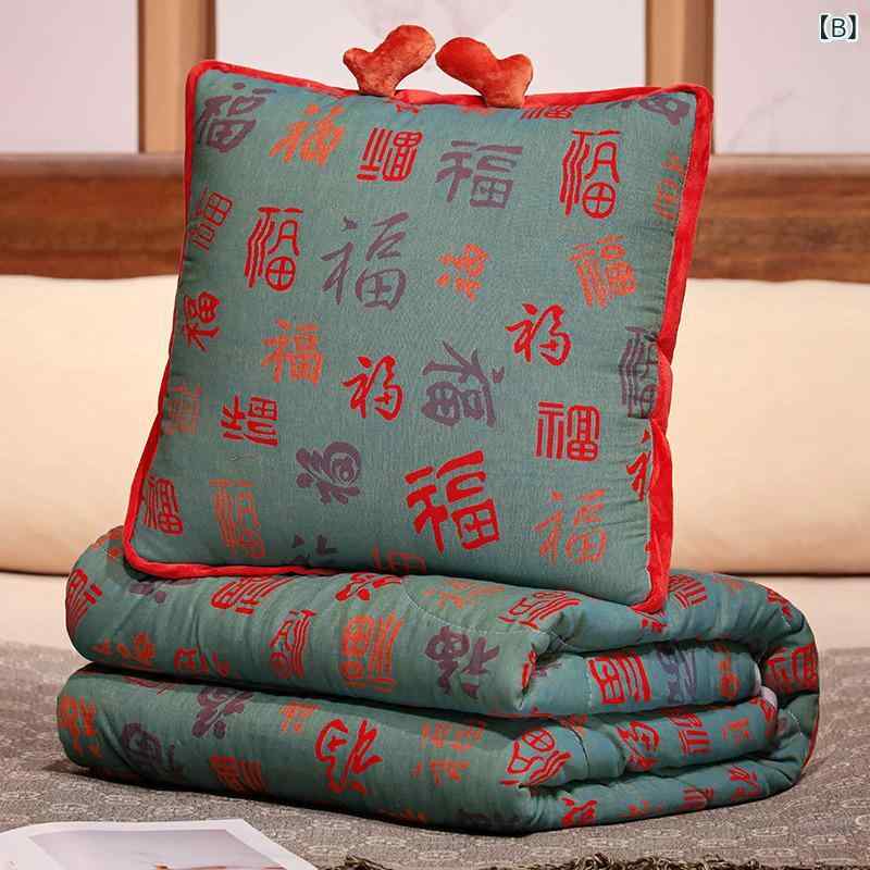 抱枕 被 クッション 腰当て 背もたれ 車用 事務用 学生用 午睡枕 三層 接触冷感 素材 水洗綿 刺繍 流蘇 印花 編み込み 赤 緑 カートゥン スタイル PP綿 填充 軽量 伸縮性 吸湿速乾 部屋着 普段使い 赤い 緑色