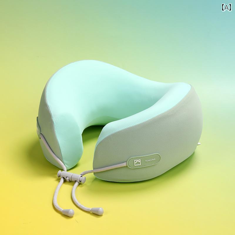 Pillows - U型枕 旅行用 航空機 首枕 記憶棉 接触冷感 軽量 携帯 ビジネススタイル 天藍 深灰 ピンク 緑 紫 グレー 米色 柔らかい 寝心地 長時間使用 疲労軽減 通勤 外出 快適 リラックス クッション サポート ポータブル 汎用