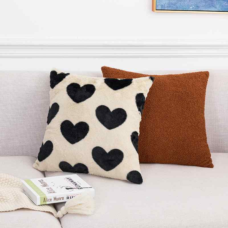 抱枕 かわいい 毛绒 クッション インテリア ソファ ベッド ヘッドボード 椅子 ラブリー ハート テディベア ブラウン 45x45cm 45x60cm PPコットン 詰め物 柔らか 軽量 日常使い 部屋飾り 通年