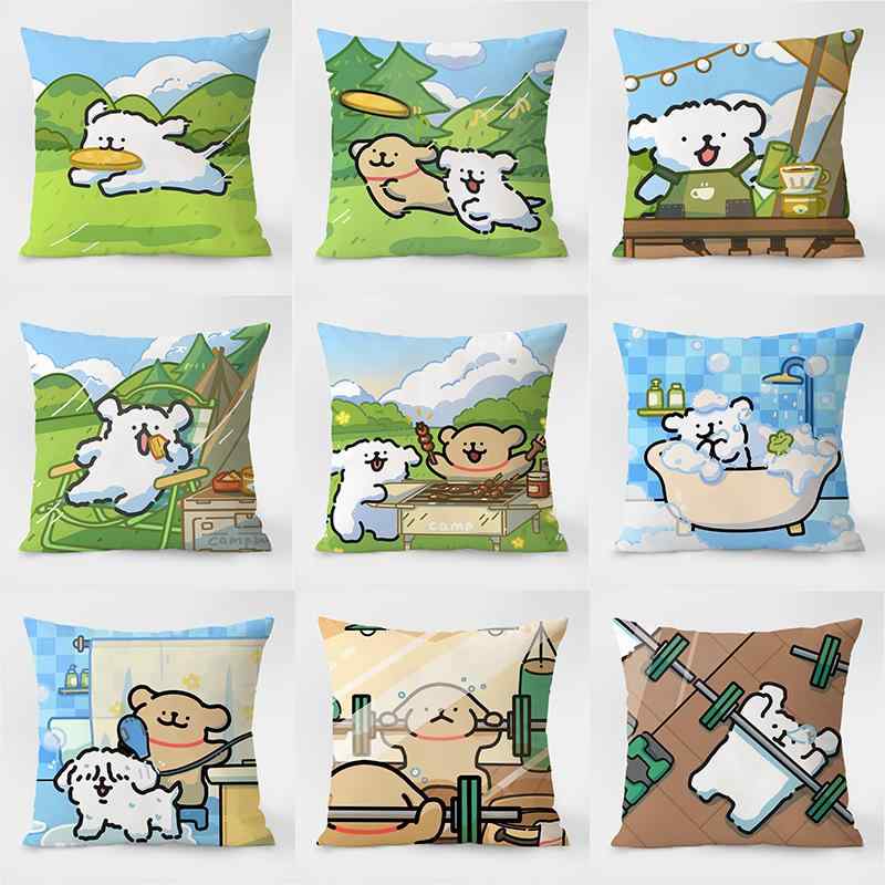 キッズ 抱き枕 毛绒 クッション かわいい 犬 柄 カード トゥーン 動物 プリント 柔らかい ポリエステル 填充 子供 部屋 インテリア 日常使い 通年 デザイン 35cm 40cm 45cm 50cm サイズ
