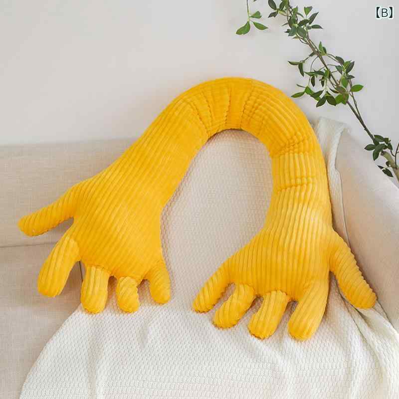 抱枕 かわいい 北欧風 カラフル 手掌 毛绒 ぬいぐるみ クッション ソファ 長方形 ラウンド ピンク イエロー グレー ブラウン ブルー グリーン 長さ80cm 長さ160cm PPコットン 詰め物 柔らか 軽量 寝室 寝そべり 挟み 長枕 丸型 抱き
