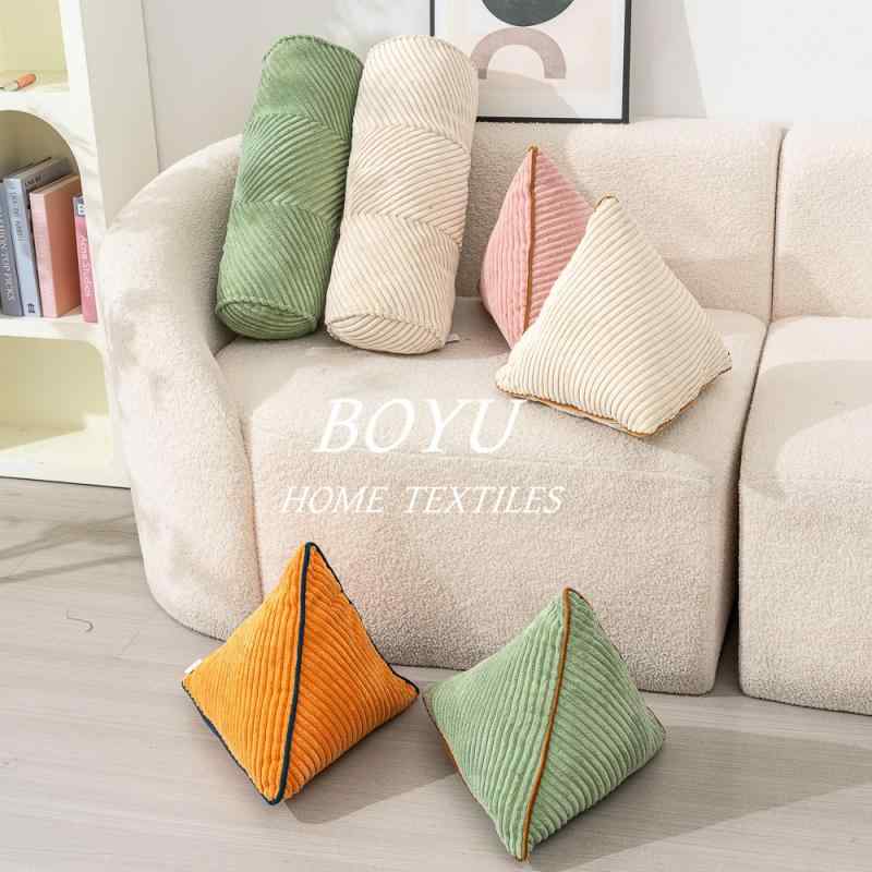 Muatsu Pillows - 抱枕 クッション 丸型 ピラミッド型 切り替えデザイン 現代的 シンプル ポリエステル素材 緑 ベージュ オレンジ ピンク 詰め物入り ソファ用 インテリア リラックス 座布団 腰当て 長方形 50x17cm 35x35cm 純色 ジッパー封口 縫い封口