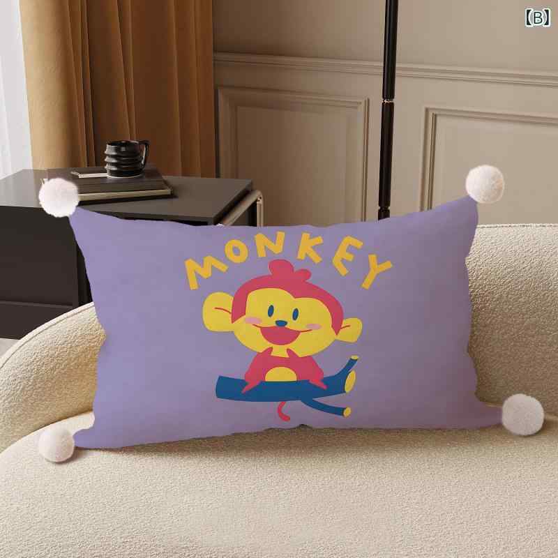 抱枕カバー 十二支 動物 毛绒 接触冷感 かわいい デザイン 長方形 長方 枕頭 セット ソファ クッション 男性用 女性用 誕生日 プレゼント 室内 インテリア 柔らかい ふわふわ ポリエステル 繊維 充填 ダブルフェイス プリント 加工 30cm 5