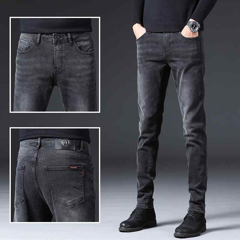 Pants - メンズ 牛仔パンツ ブラック 直筒型 長ズボン 伸縮性 修身フィット 綿素材 基本款 中腰 秋冬 普段使い 軽量 通勤カジュアル デニム 韓国スタイル 細脚デザイン 薄手 水洗加工