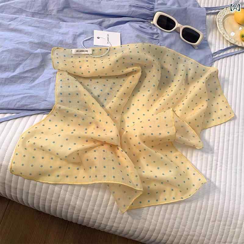 Other - スカーフ 女性用 春夏 かわいい 花柄 プリント 綿麻 軽量 通気性 58cm 角型 ヘッドスカーフ ネックカラー ヘアバンド バンダナ ポルカドット ローズ ストライプ ストロベリー バタフライ モザイク トーテム ダイヤモンド 植物モチーフ 甘め フ