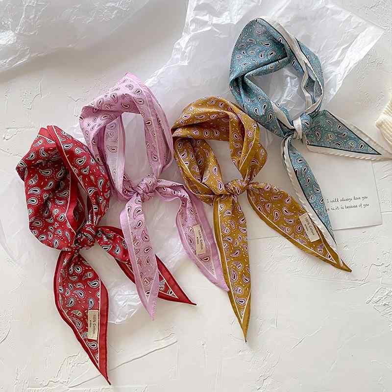 For Women - スカーフ レディース 春 綿 印花 植物花卉 腰果 ピンク系 パープル系 赤系 イエロー系 ブルー系 シンプル 欧米風 高級感 ファッション 通勤 百搭 斜角巾 ヘアアクセサリー ヘッドドレス デコレーション 軽量 115cm 35cm