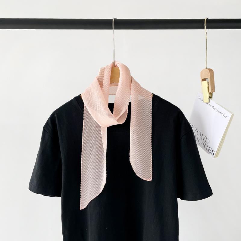 Other - 春夏 スカーフ 女性用 仙女風 ヘッドバンド 単色 ヘッドスカーフ 法式 スタイリッシュ ネックスカーフ バタフライ柄 プリント 雲紋サテン ミドルレングス 香槟色 ピンク ライトブルー ホワイト アーミーグリーン ローズレッド ネイビー グレー ブラッ