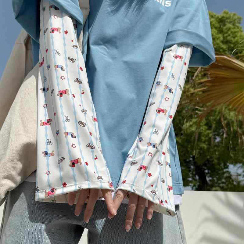 女性用 防紫外線 袖カバー フラワー柄 プリント 接触冷感 涤纶 素材 夏 春夏 通勤 ...