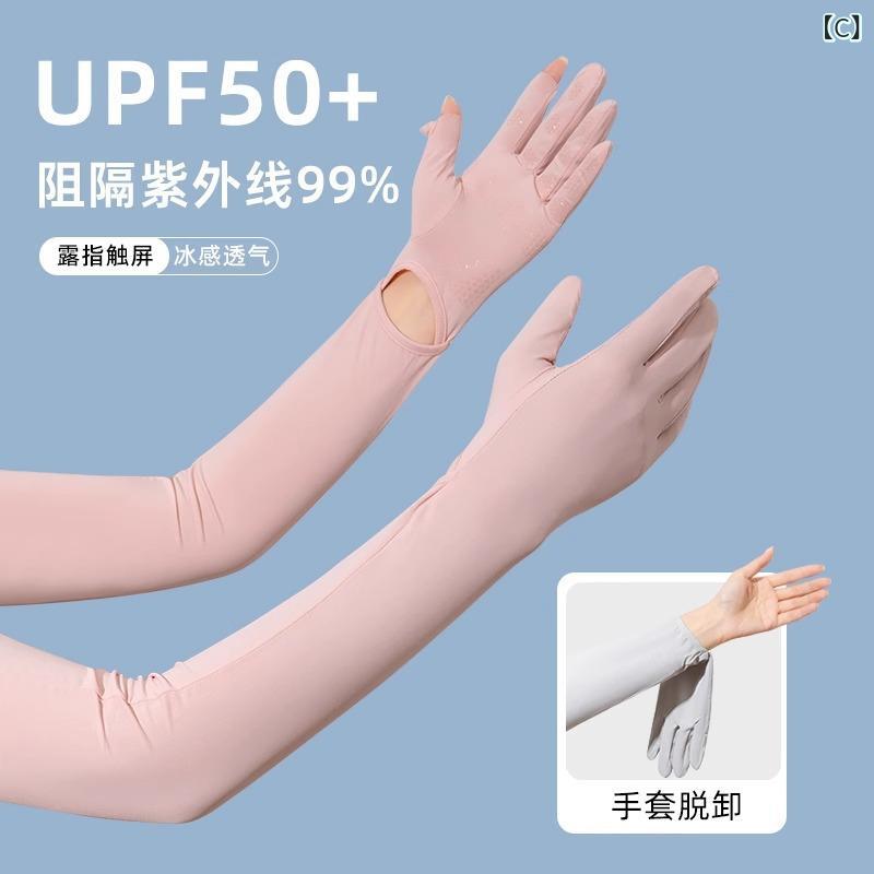レディース 防紫外線 手袋 腕カバー セット 接触冷感 袖セット 夏用 乗車 通勤 軽...