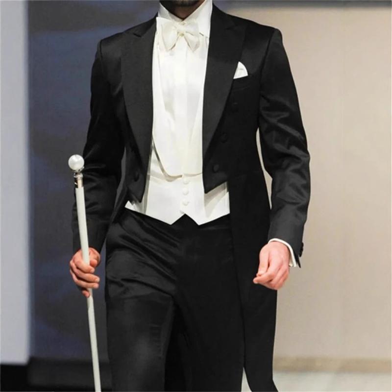 メンズ スーツ ジャケット 修身型 英国風 燕尾服 外套 黒 紺 グレー 軽量 混紡 ポリエステル 宴会 舞台 指揮 演出 軽ビジネス 単排ボタン ピークラペル スリムフィット 通勤 フォーマル 夏 接触冷感 吸湿速乾 伸縮性 スタイリッシュ
