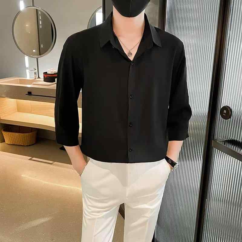・スタイル: 基礎カジュアル・対象年齢: 18-24歳・対象性別: 男性・カテゴリ: シャツ・款式: 開衫・版型: ワイド・领型: ラペル・袖丈: ミディアム・图案: 無地・厚み: 普通・主な素材: 酢酸繊維68%・适用场景: カジュアル・カラー展開: ブラック、ホワイト、ダークグレー、ライトグリーン・サイズ展開: S、M、L、XL、2XL、3XL、4XL・工艺: ノーアイロン・対象: 成人・適合人群: 青年
