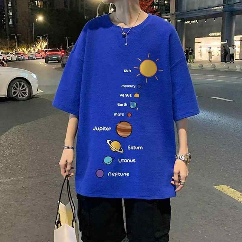 樂天商城 - メンズ Tシャツ 男性用 半袖 丸首 ゆったりシルエット 国風プリント 都市風景柄 ワッフル生地 ポリエステル 接触冷感 吸湿速乾 軽量 通勤 普段使い 日常 カジュアル 春夏 秋 白 黒 青