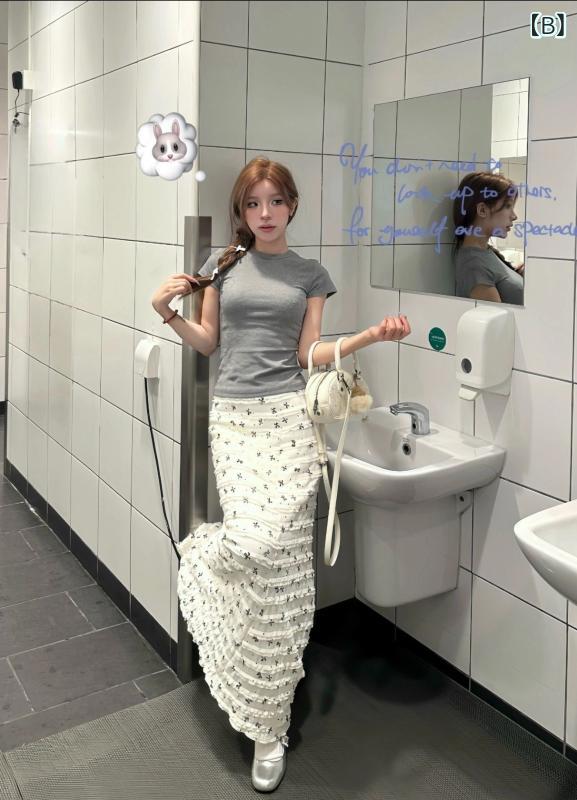 フォークBRのスカート 女性用 夏 甘い かわいい 白色 蝶ネクタイ 半身 中長丈 高腰 Aライン 包みヒップ 魚尾 再生繊維 ポリエステル 微弾性 切り替え ジッパー 軽量 通気性 スリムシルエット 清楚 ソフト 普段使い デート 軽やか フレア ウエストマーク フ｜アングル3