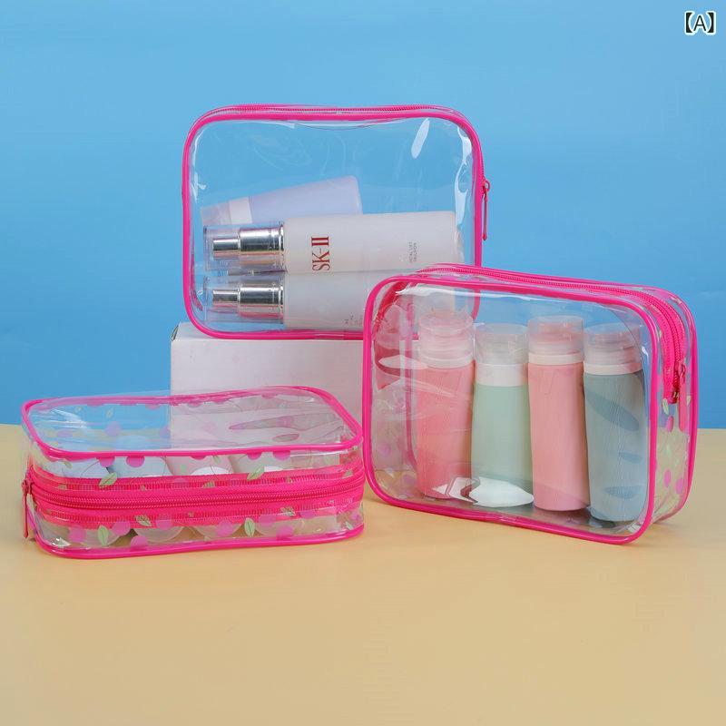 VANESSA BRUNO - メンズ 洗顔バッグ 透明 PVC 防水 収納 ポーチ 旅行用 手提げ 化粧品 ケース 洗漱用品 薬 収納 車厘子柄 現代 シンプル デザイン 軽量 コンパクト 防水加工