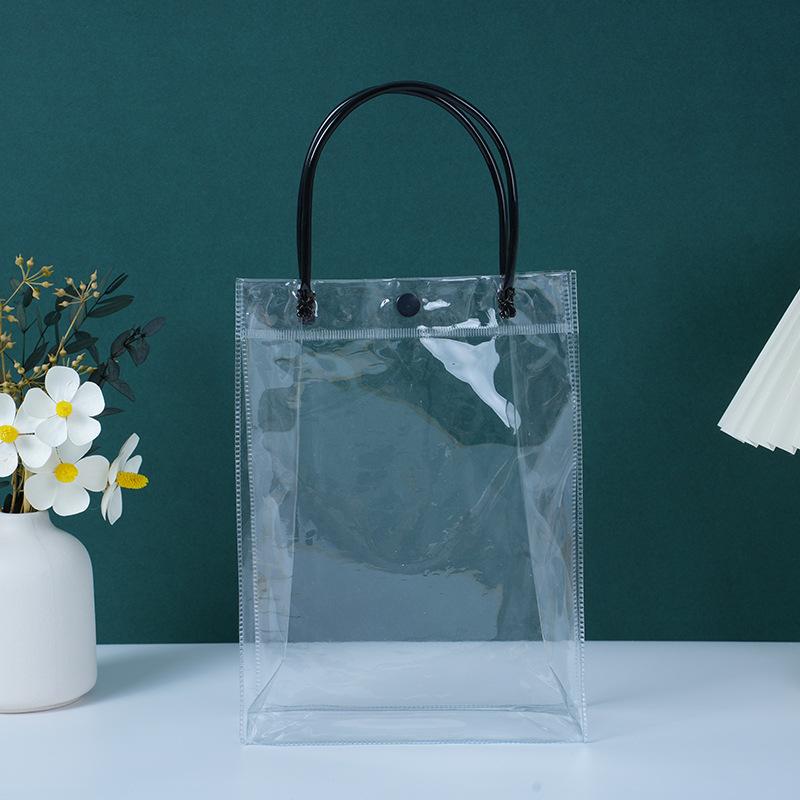 Other - 透明 PVC 手提 袋 クリア ショッピングバッグ プラスチック 包装 袋 ダブルレイヤー 厚手 透明 素材 軽量 汎用 日常 使い 通勤 持ち運び 便利 ギフト ラッピング 対応 ショルダー ハンドル 付き シンプル デザイン 耐久性 高い