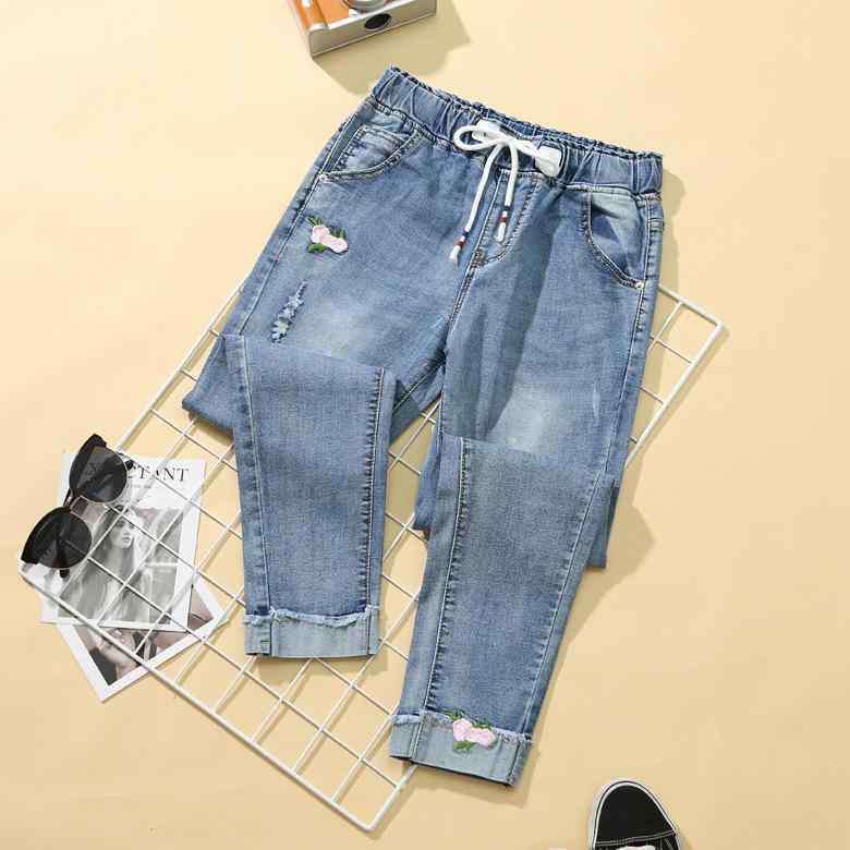 Rakuten - レディース デニムパンツ 牛仔 綿素材 高腰 九分丈 ハーレムパンツ ワイドシルエット ストレッチ 軽量 吸湿速乾 水洗加工 ライトブルー ゆったり 大きいサイズ 春夏 秋冬 通勤 普段使い カジュアル 韓国風 街着 女性用 太ももゆったり 脚長効果