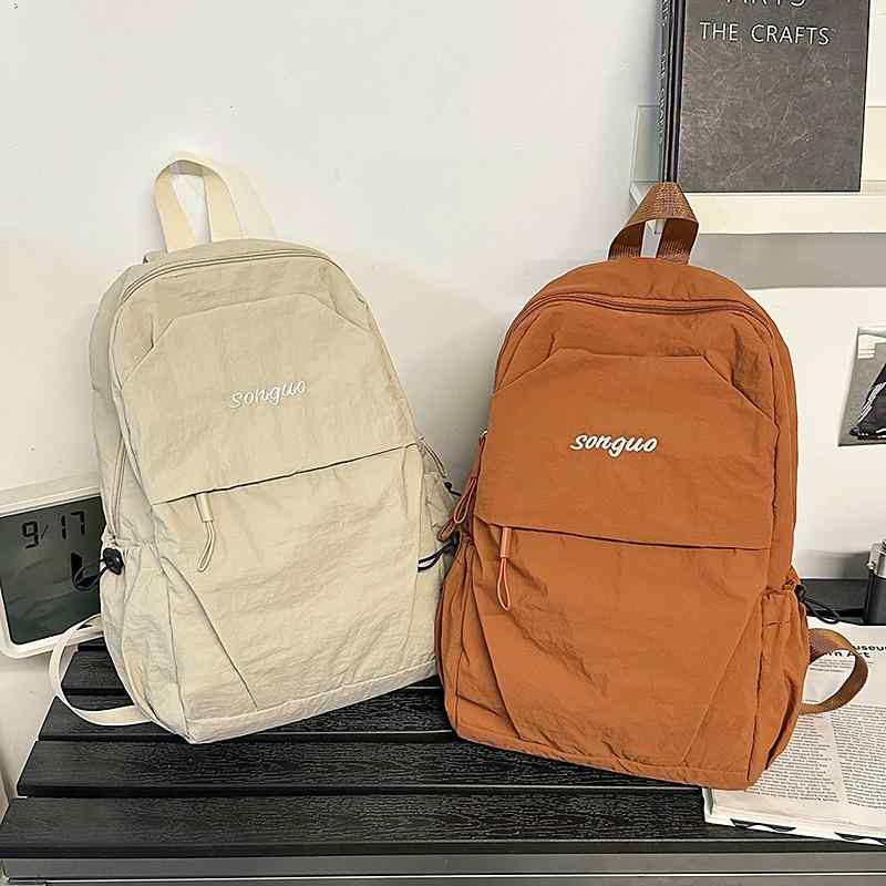 Other - バックパック 男女兼用 軽量 ナイロン 耐磨 気圧パッド バックストラップ 20-35L 14インチ ノートPC収納 ユニセックス キャンパス 通勤 通学 旅行 外出 普段使い 米白色 グレー ブラック オレンジ ソリッドカラー シンプル フレッシュ ス