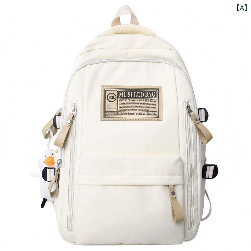 Other - リュックサック 男女兼用 大学生 中学生 高校生 初中生 大容量 20-35L 14インチノートPC対応 ナイロン 軽量 減負 弧形肩帯 街頭潮流 カジュアル 旅行 日常使い 純色 白色 ブラック オレンジ ネイビー ライトブルー 春夏 涤纶ライニング