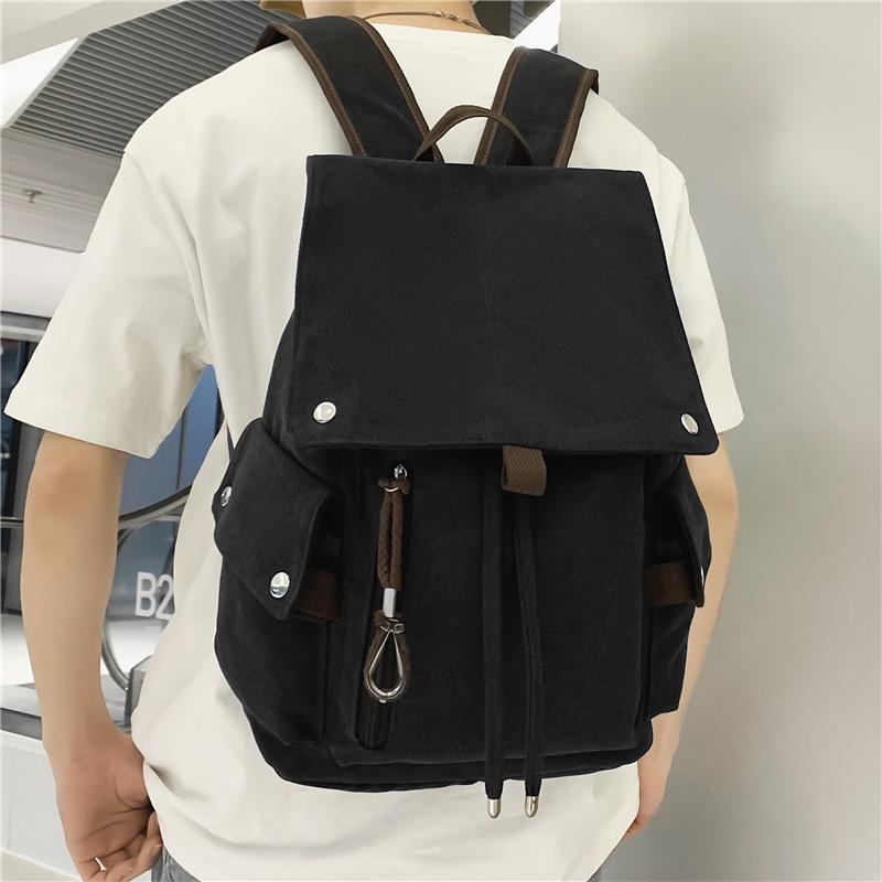 ・カラー展開: ブラック、ブラウン、カーキ、ブルー・適用シーン: 休闲旅行・素材: 帆布・スタイル: 欧美复古・容量: 20-35L・機能: 扩容・パターン: 純色・裏地素材: ナイロン・流行要素: 車縫線