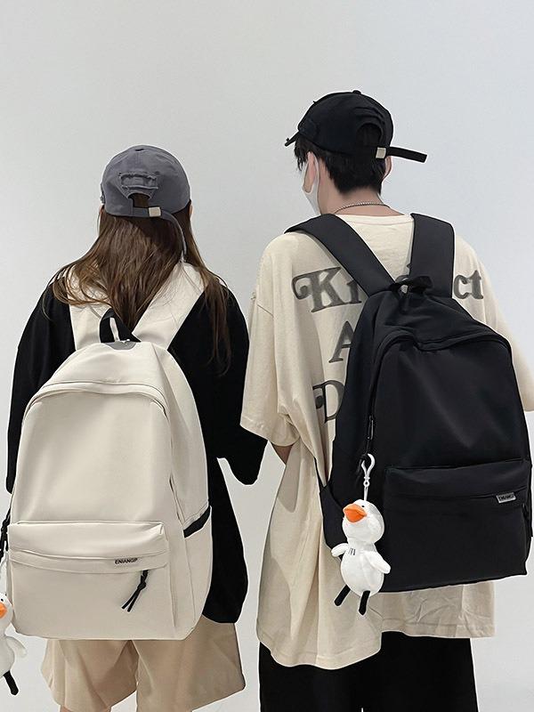 ・カラー展開: 白色、黒色・適用性別: 中性・適用シーン: 日常・素材: 尼龙・スタイル: 都市簡約・皮質特徴: 尼龙・容量: 20-35L・機能: 耐磨・容納PCサイズ: 15インチ・柄: 純色・裏地素材: 尼龙・流行要素: 車縫線・背負いシステム: 弧形肩帶