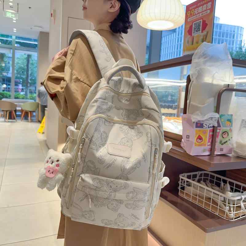 Rucksacks, Day Packs - バックパック 男女兼用 中学生 高校生 大学生 通学 旅行 リュックサック ナイロン素材 大容量 36-55L 16インチノートPC対応 透気性 気圧背当て 都市カジュアル シンプル 黒 緑 ベージュ 紫 カラーバリエーション 漫画柄 プリント ステッチ