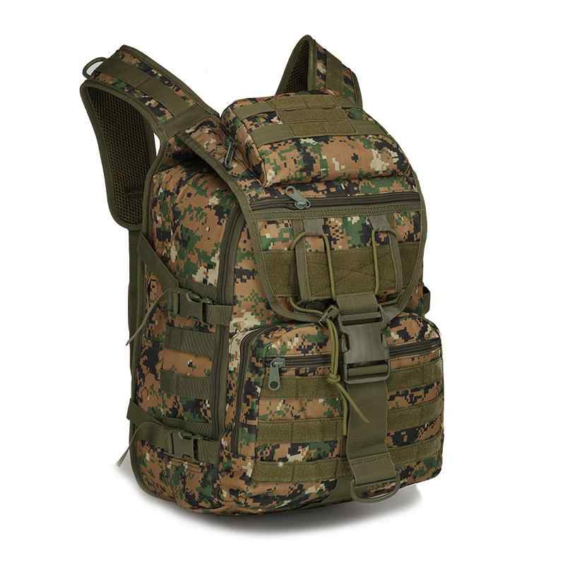 吉 - 登山バックパック メンズ レディース 防水 耐摩耗 迷彩柄 ポリエステル 軽量 拡張可能 抗菌 17インチノートPC対応 アウトドア ハイキング タクティカル バックパック キャンプ用 通勤バッグ ブラック グリーン系 容量36-55L 弧形ショルダース