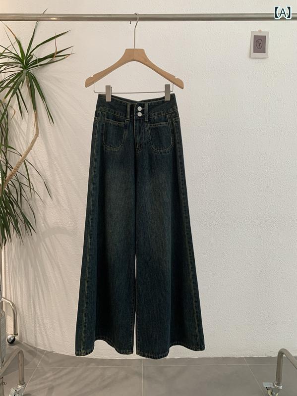 レディース デニムパンツ 秋 ワイドレッグ 高...の紹介画像2