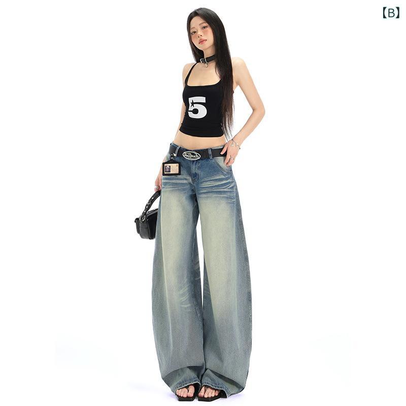 レディース ワイドレッグ デニムパンツ 低腰 ...の紹介画像3