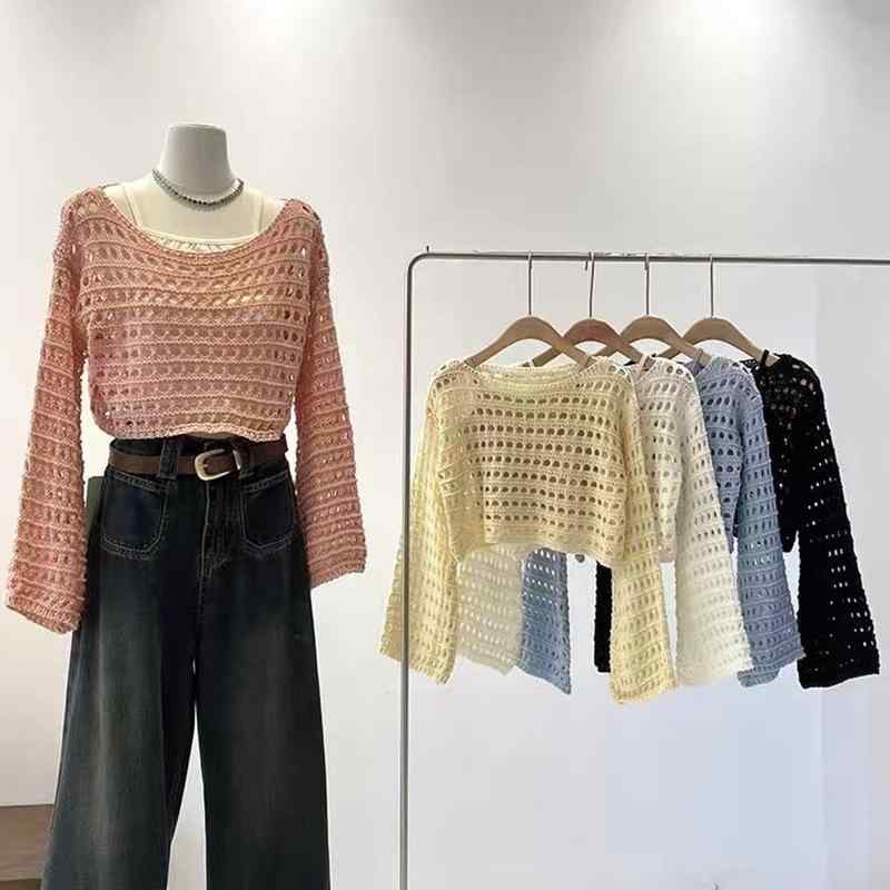 ・カテゴリ: 毛衣・スタイル: 法式風・主な素材: ポリエステル30%以下・袖型: 通常袖・ネックライン: 丸首・袖丈: 長袖・流行要素: 単色・衣長: 短め(40cm<衣長≤50cm)・厚さ: 薄手・パターン: 無地・カラー展開: 白色、黒色、藍色、粉色、米色・サイズ展開: 均码