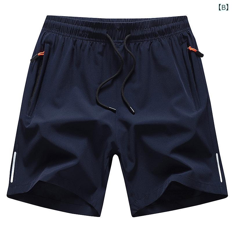 メンズ 短パン 夏用 薄手 ポリエステル マイクロストレッチ ストレートレッグ ルーズフィット スリム ミッドライズ ブラック ブルー グレー 通勤 通学 カジュアル 吸湿速乾 軽量 涼しい 普段使い アウトドア 韓国風